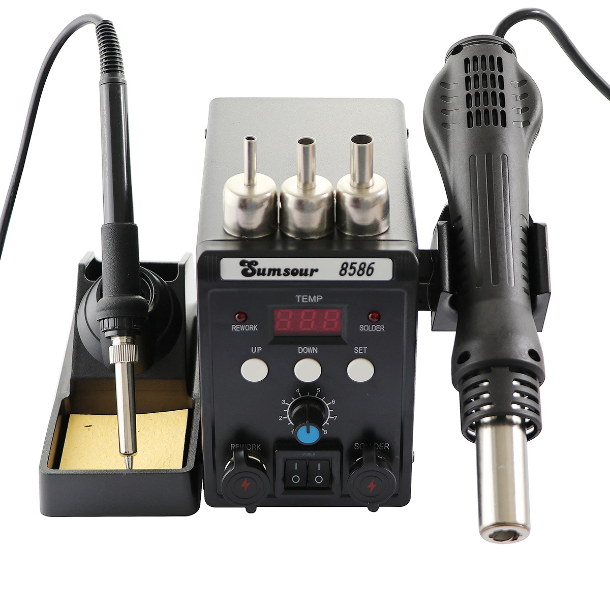 Sumsour 8586 760W 2 in 1 Digital Display SMD Soldering Rework Station Hot Air Gun Solder Iron Welding Desoldering Repair Tools