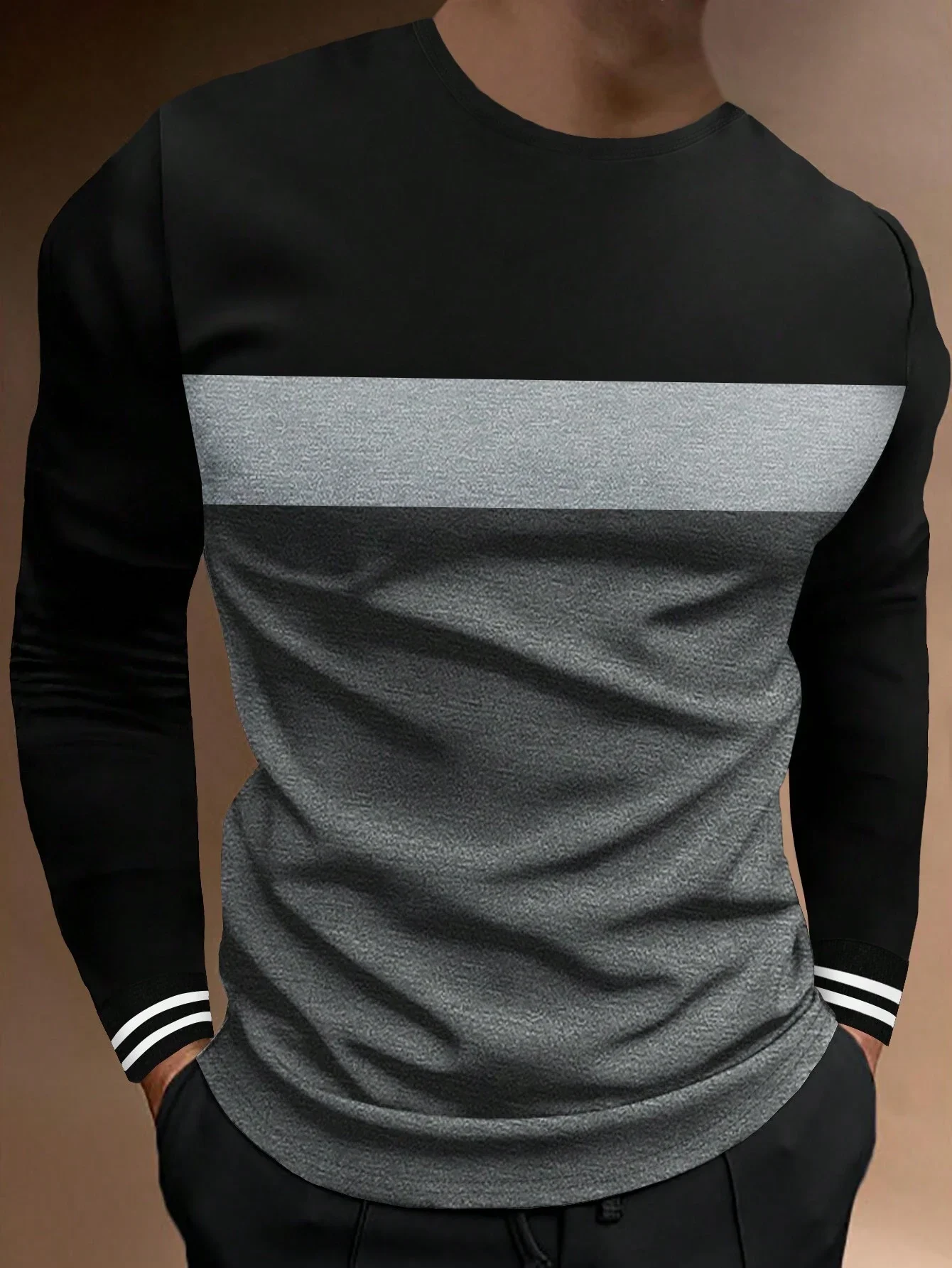 

Manfinity Homme Men Color Block Striped Trim Tee