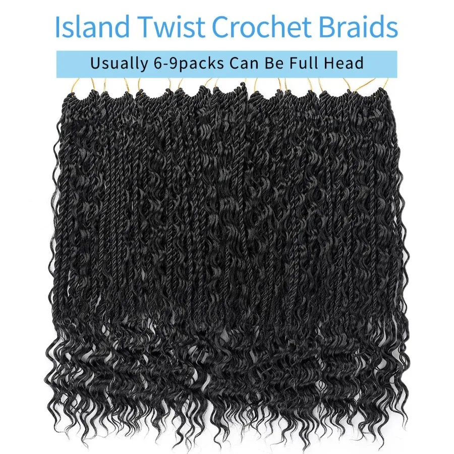 14 بوصة السنغالية تويست الكروشيه الشعر 9 حزم قبل يحلق آلهة تويست الكروشيه الضفائر للنساء السود الطبيعي الأسود 1B الاصطناعية