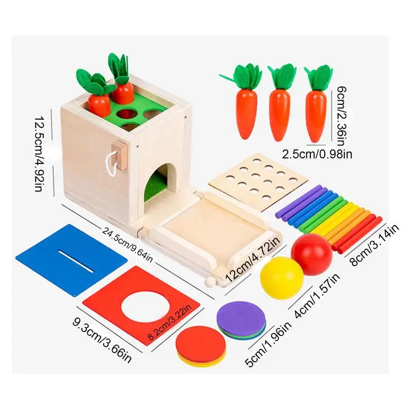 Forma de madeira cenoura puxando brinquedo do bebê conjunto motor fino vegetal máquina de classificação jogo memória aprendizagem brinquedos educativos para crianças