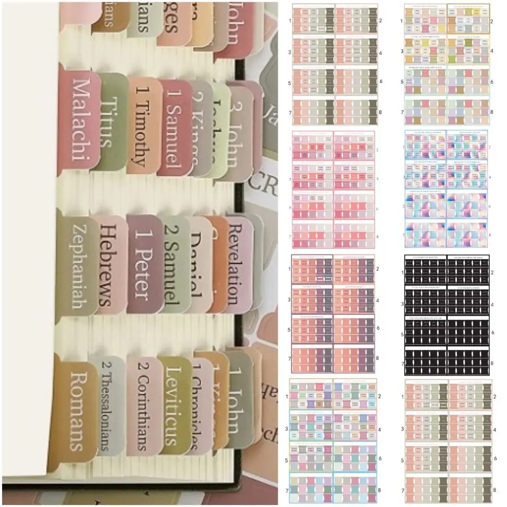 120PCS Multi-Color Boho Bible Tabs Colorful Laminated Laminated Bible Tabs Self Adhesive Easy Navigation Colorful Index Tabs