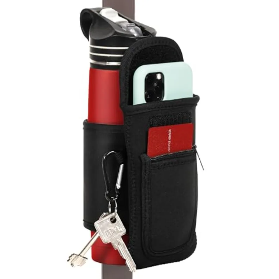 

Магнитная сумка для бутылки с водой для спортзала с двумя карманами, неопреновый держатель для бутылки с водой, аксессуары для спортзала Essentials