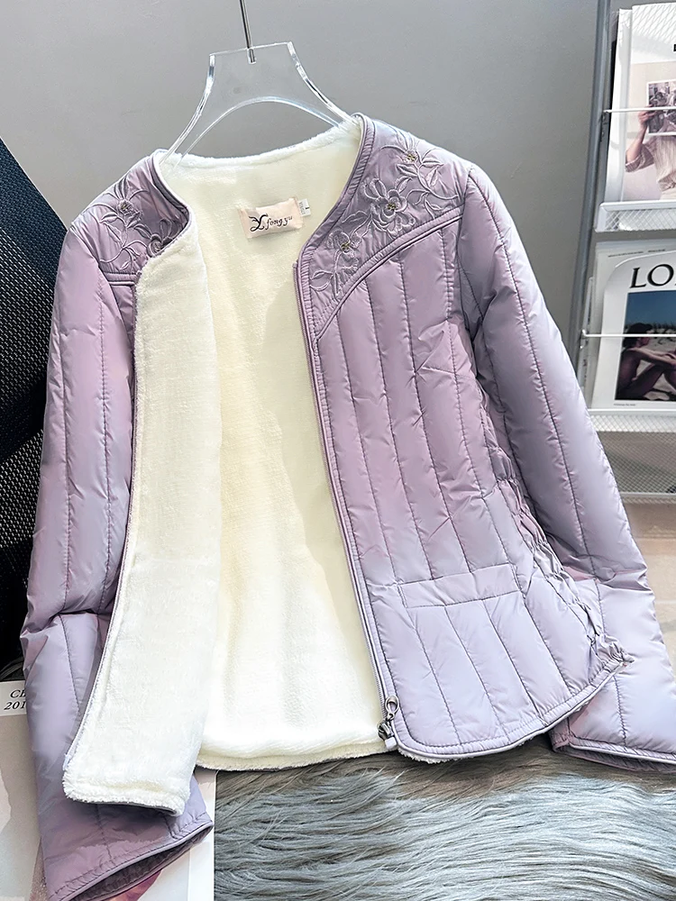 

Women's Thiened Fce Lined Cotton Jaet Warm Cold Proof Close Fitting down Cotton Padded Coat ort Sle Zipper Closure