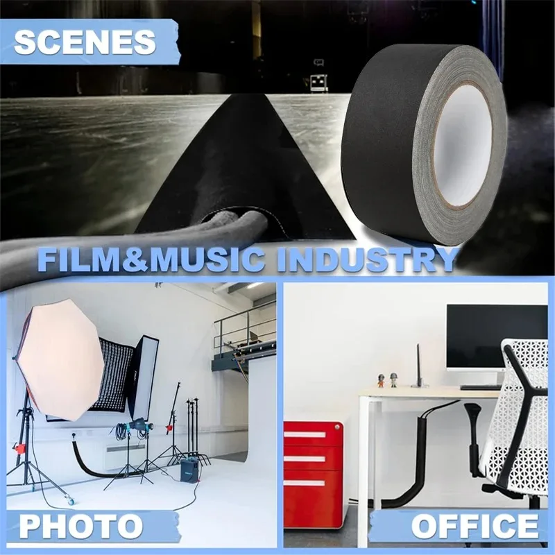 30 Yards Premium Heavy Duty Gaffer Tape Non-Reflective Multipurpose Waterproof Floor Tape For Electrical Cord Black Gaff Tape