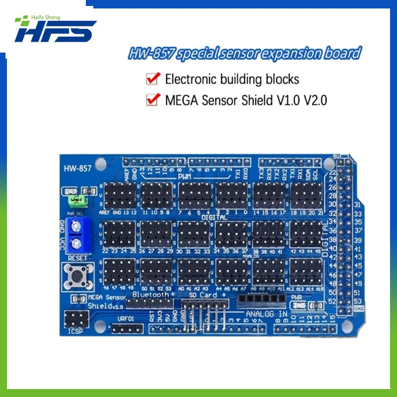 

For Arduino MEGA Sensor Shield V1.0 V2.0 Dedicated Expansion Development Board MEGA 2560 Sup IIC Bluetooth SD Robot Parts DIY