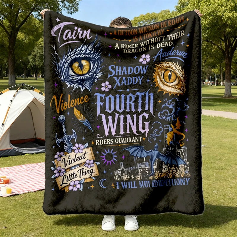 Dragon Rider Collage Flannel Blanket, Fourth Wing Bookish Design, Basgiath War College Merch