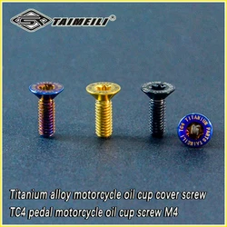 TAIMEILI 2pcs titanium alloy motorcycle oil cup cover screw Torx pedal motorcycle oil cup screw M4x12/15/18/20/25/40mm