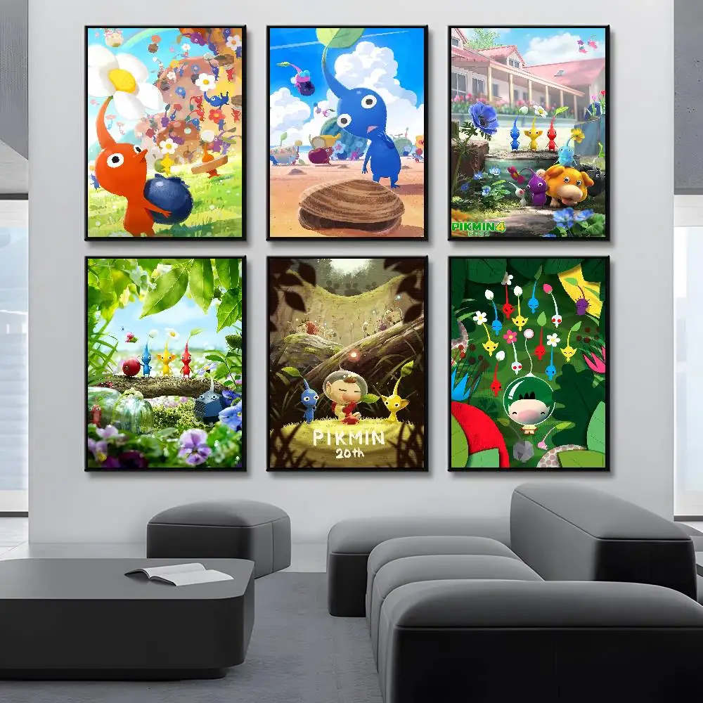 Cartoon P-PikminS Poster Waterproof Vintage Movie Posters High Quality Wall Art Print For Room Decor Gift