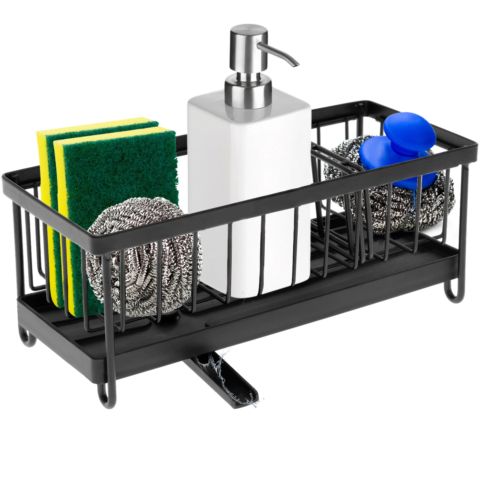 

Sponge Holder Kitchen Stainless Steel Sink Drain Soap Brush Rack Cleaning Tools Storage Steel Wire Ball Countertop Organizer
