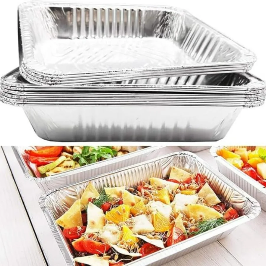 9 × 13 مقالي ألومنيوم عادية نصف الحجم يمكن التخلص منها فقط على طول 3 قطع أدوات تقديم كهدية: مثالية للخبز والتحميص: