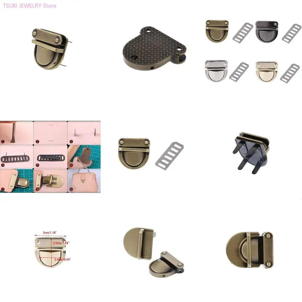 

62KE Metal Clasp Turn Lock Twist Lock for DIY Handbag Bag Purse Hardware Closure