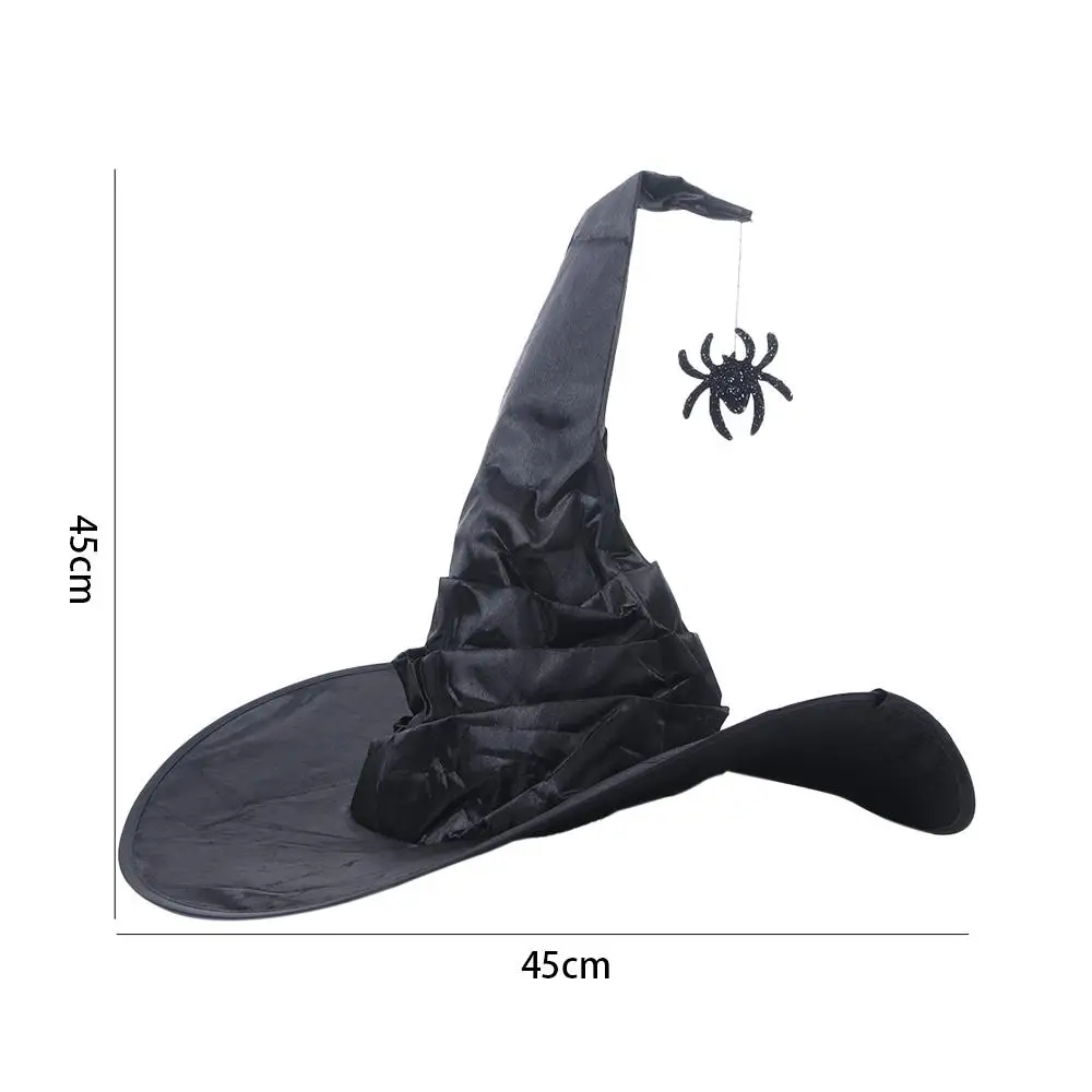 Black Hats Accessories Parties Spider Night club Witch Hats Black Folds Wizard Cap Halloween Hats Sorcerer Caps