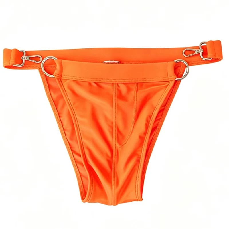 2026 Fashion seaside beach bilateral buckle swimming trunks European and American sports side open  low waist swimsuit 10101
