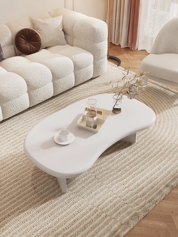 ZC French Cloud Cream Style Coffee Table Small Apartment Modern Simple Living Room Shaped Tea Table