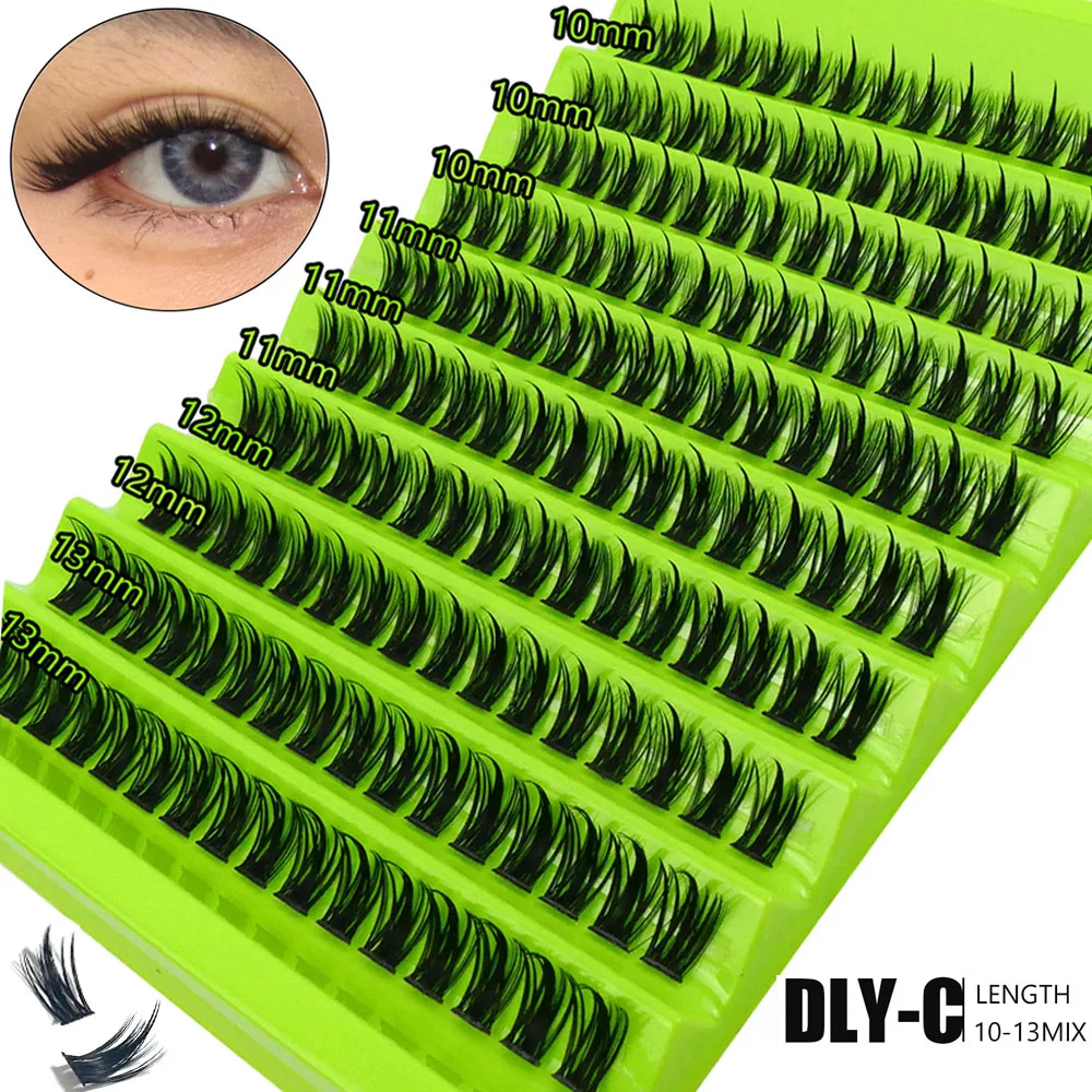 Extensão natural de 10 linhas, cílios postiços misturados, alta capacidade, faça você mesmo, cílios de maquiagem russos segmentados