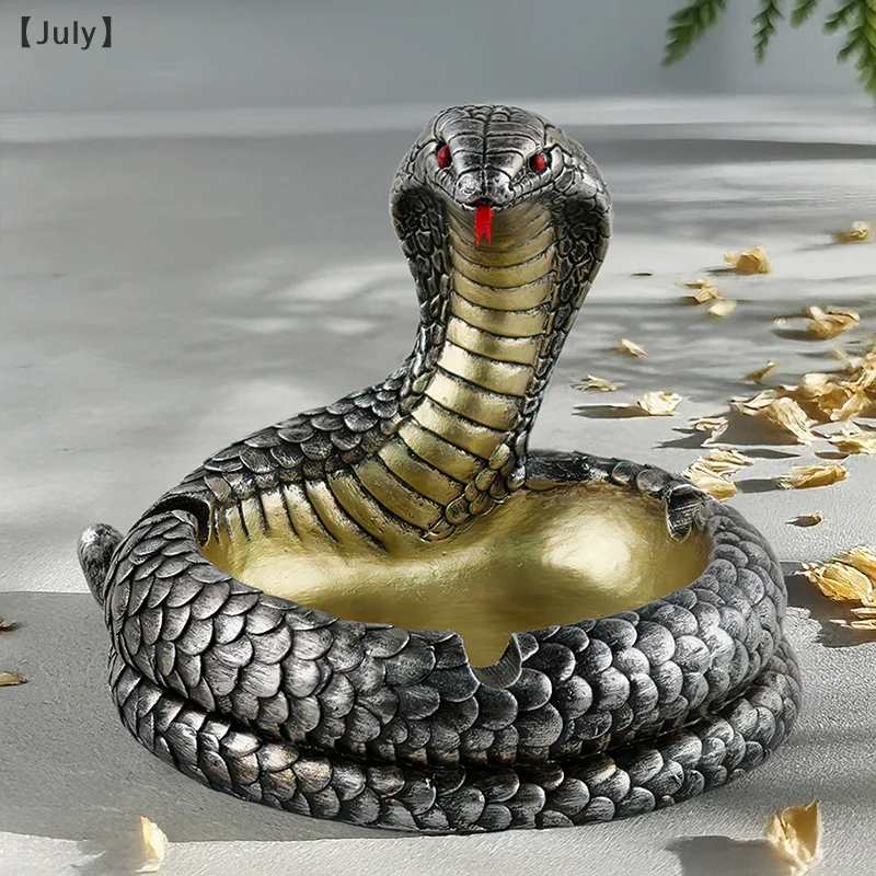 Creative Home Resin Cobra Ashtray Ornament Craft Home Simulation Animal Serpentine Ashtray Desktop Decoration