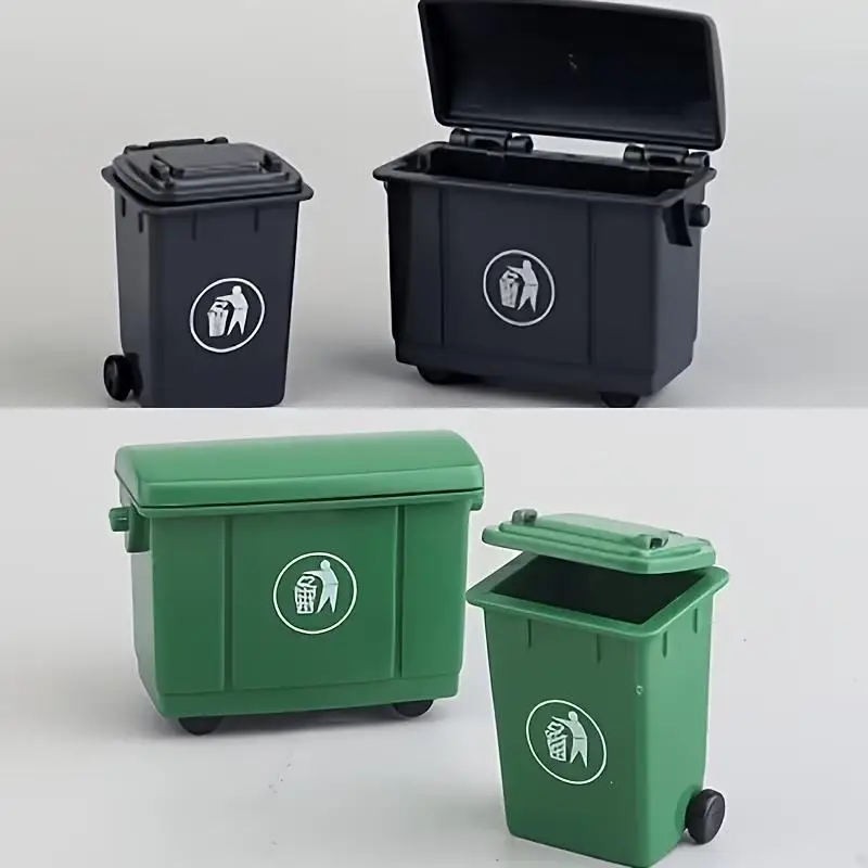 2/4Pcs Mini Desktop Storage Bin Portable Trash Container Dollhouse Ornament Cosmetic Jewelry Storage Box Stationery Organizer