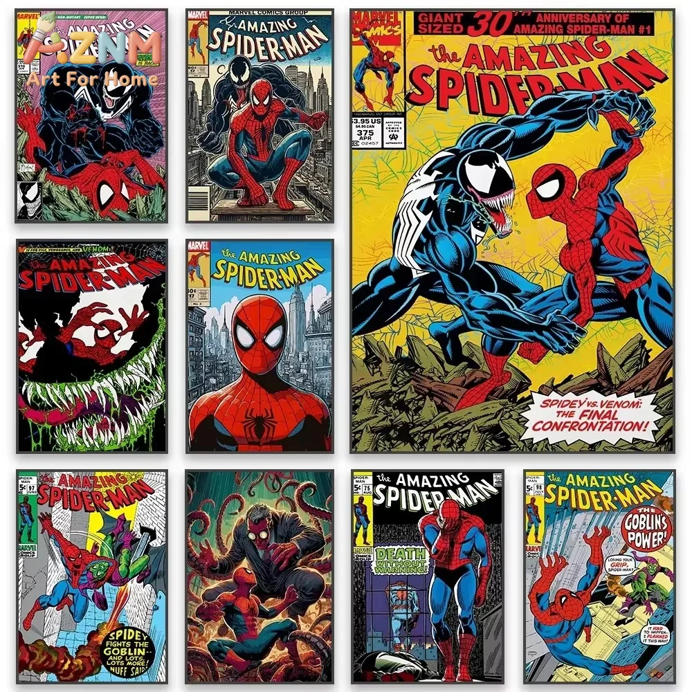 AZNMSpider Man Poster No Way Home Superhero Venom Classical Comics Avengers Print Canvas Painting Home Kids Bedroom Decor