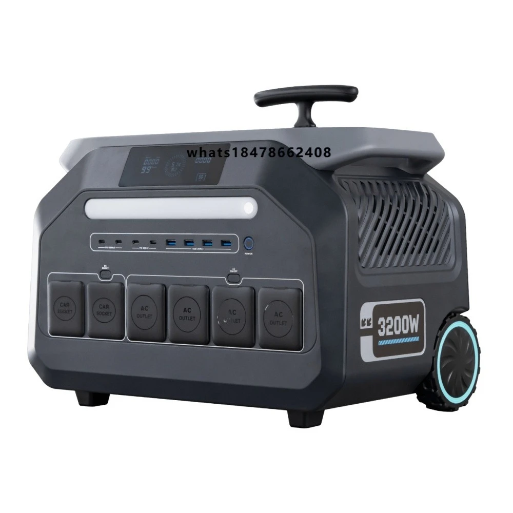 Heavy-duty portable 24kg 2048 Wh solar generator with pure sine wave inverter and flashlight handle for easy portability