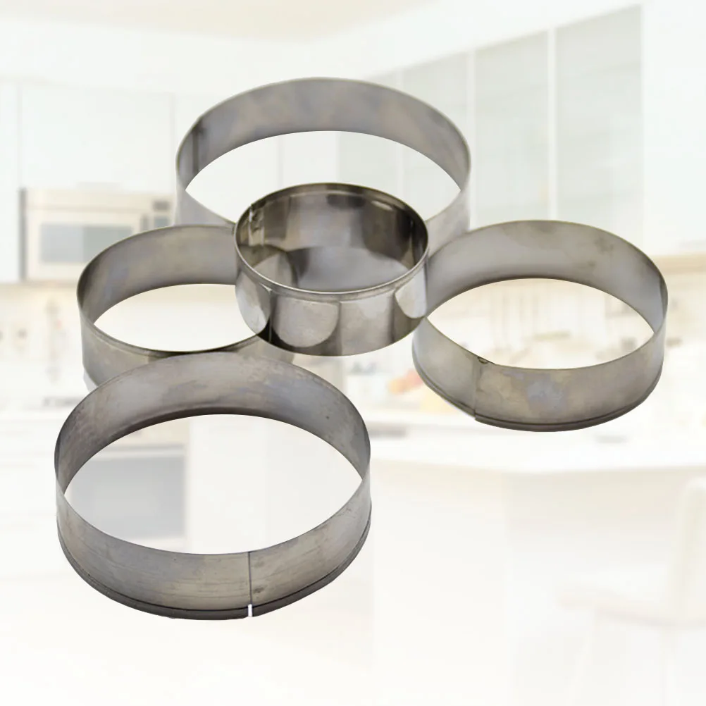 

5 pcs Cookie Molds Stainless Steel Assorted Round Shapes Baking Tools Cake Fondant Cutters Reusable Safe