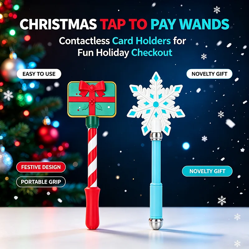 Christmas Tree Tap To Pay Wand Contactless Credit Card Holder, Cute Xmas Payment Stick Novelty Holiday Gift For Pos Checkout