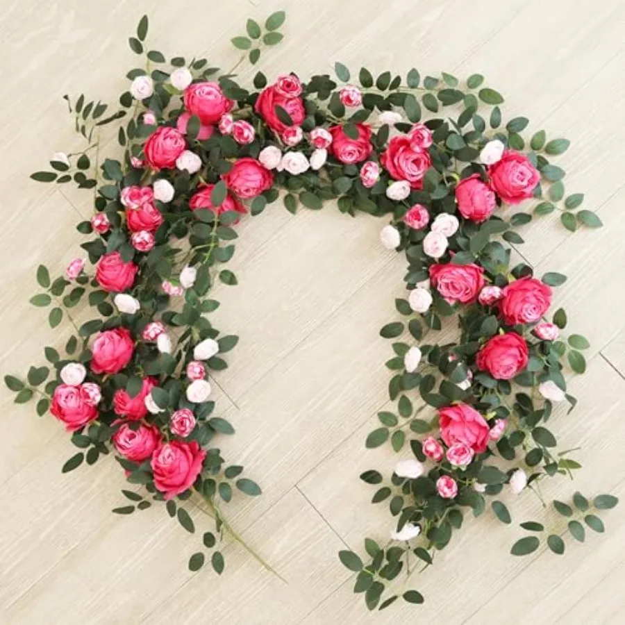 

Two-tone rose vine2-Pack 74.8in Dual-Color Artificial Rose Vines, Bendable Artificial Wreaths, Hanging Flower Vines for Wall De