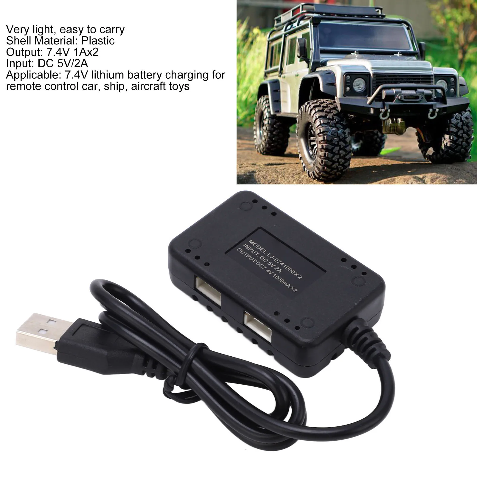 

Новый 2 в 1, 7,4 В LiPo аккумуляторный баланс, пластиковый USB со световым индикатором для радиоуправляемых автомобилей и лодок Wltoys, аксессуары для радиоуправляемых автомобилей