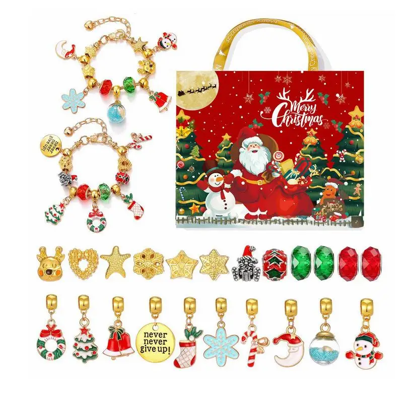 Christmas Jewelry Advent Calendar kit Christmas Bracelet for 24 Days Countdown Festive Atmosphere Enhancer Jewelry Crafting Kit