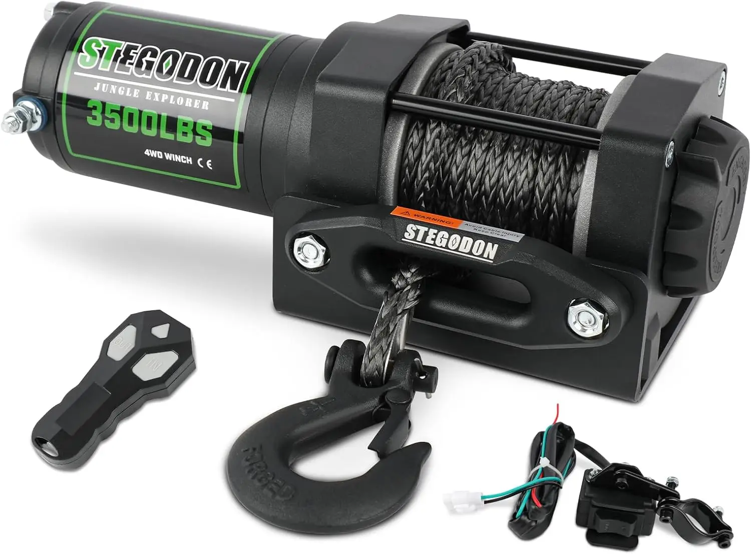 

Электрическая лебедка на 3500 фунтов для квадроциклов и UTV, водонепроницаемая, с синтетическим тросом и дистанционным управлением