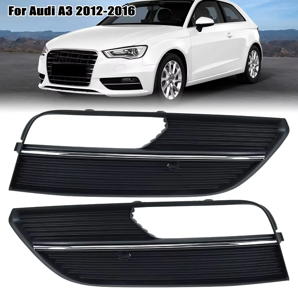 2pcs Car Bumper Fog Light Grill Trim Covers For Audi A3 2012 2013 2014 2015 2016 Car frame Accessories 8V3807681 8V3807682