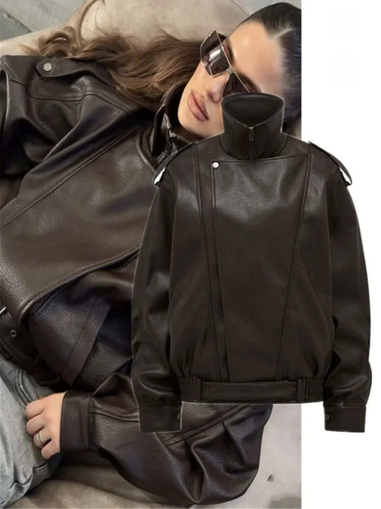 

Ретро американский мотоцикл Jaet Particle Sense кожаное пальто Тренч свободного покроя на молнии крутая и элегантная верхняя одежда