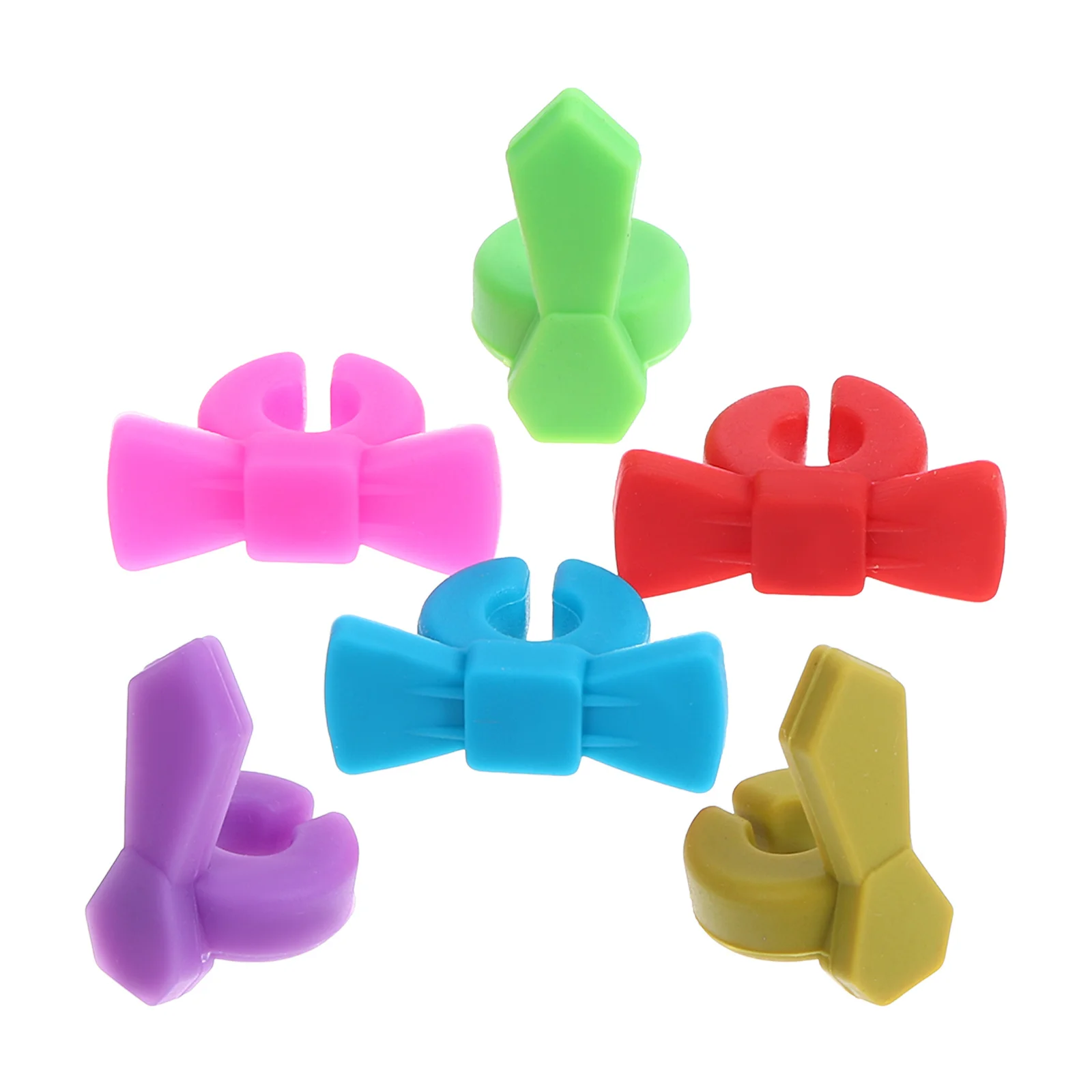 

6pcs Bowtie Tie Wine Glass Markers Silicone Drink Identifiers Party Gathering Cup Labels Reusable Wine Charms For Stem Glasses