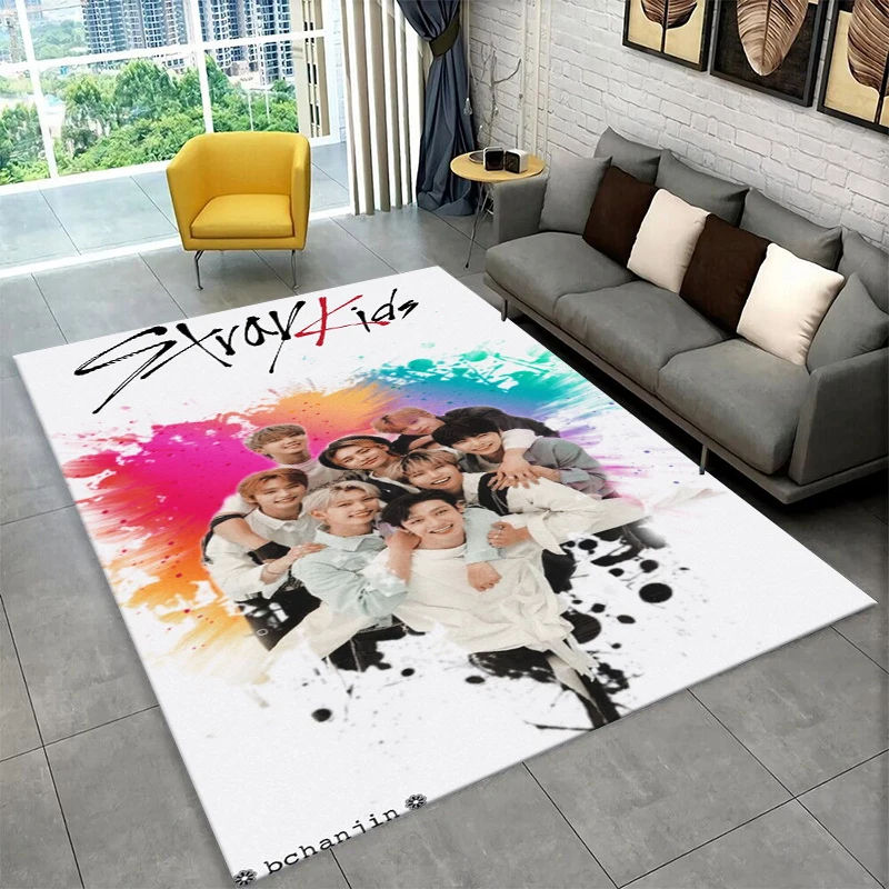 Kpop Stray Kids Music Star Carpet Rug for Playroom Bedroom Living Room Sofa Home Decor,kid Area Rug Non-slip Floor Mat Gift