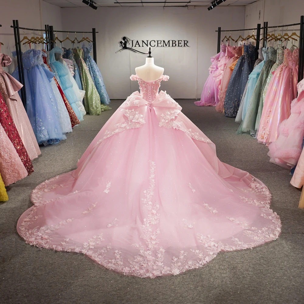 Customized girl party dress Lace Organza Mesh Floor-Length Off the Shoulder Boat Neck princess dress vestidos de 15 quinceañeras