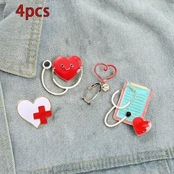 Custom Electrocardiogram Medical Enamel Pins Heartbeat Stethoscope Brooches Lapel Badges Jewelry Gifts For Doctors And Nurses