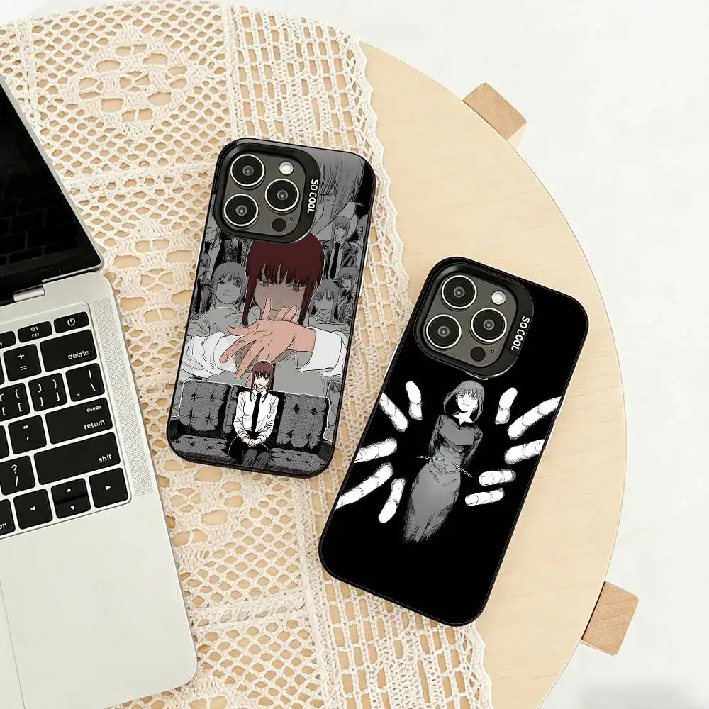 

M-Makima Phone Case For iPhone 17,16,15,14,13,12,11 Plus,Pro Max,XS,Colored silver phone case