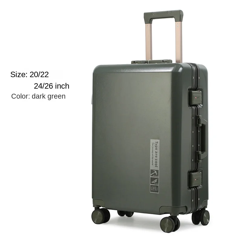 

New Fashionable Suitcase Aluminum Frame Lightweight Travel Luggage with Spinner Wheels Phone Holder Carry-on Suitcase