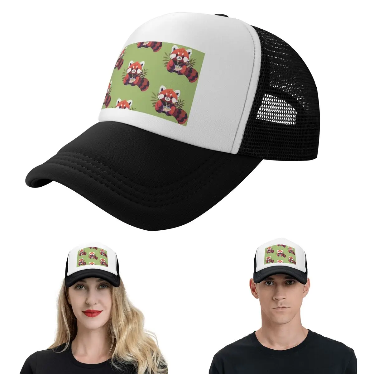 Red Panda Eating Ramen Cap Fashion Mesh Baseball Caps Adjustable Hat Hip Hop Summer Unisex Baseball Hats