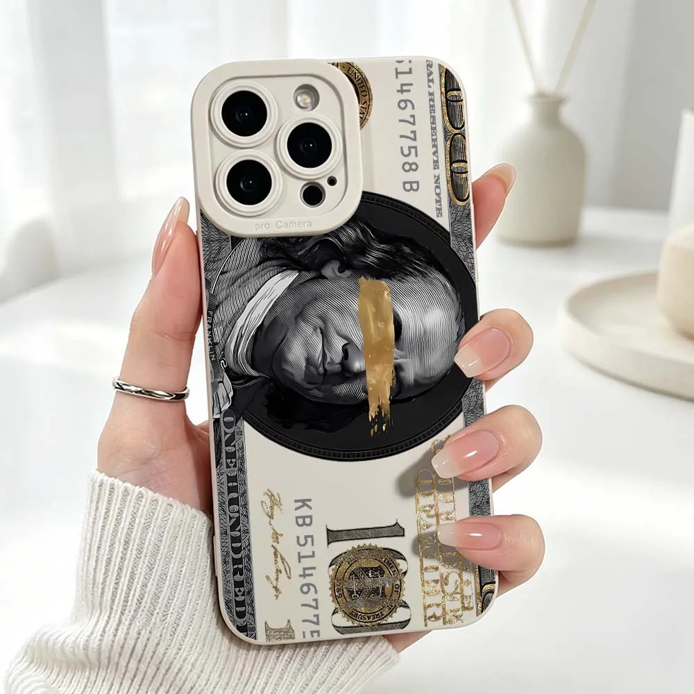 Popular USD Dollar Pattern Silicone Case For iPhone 17 Air 16 15 14 13 12 11 Pro Max Plus Mini Soft Phone Case Cover