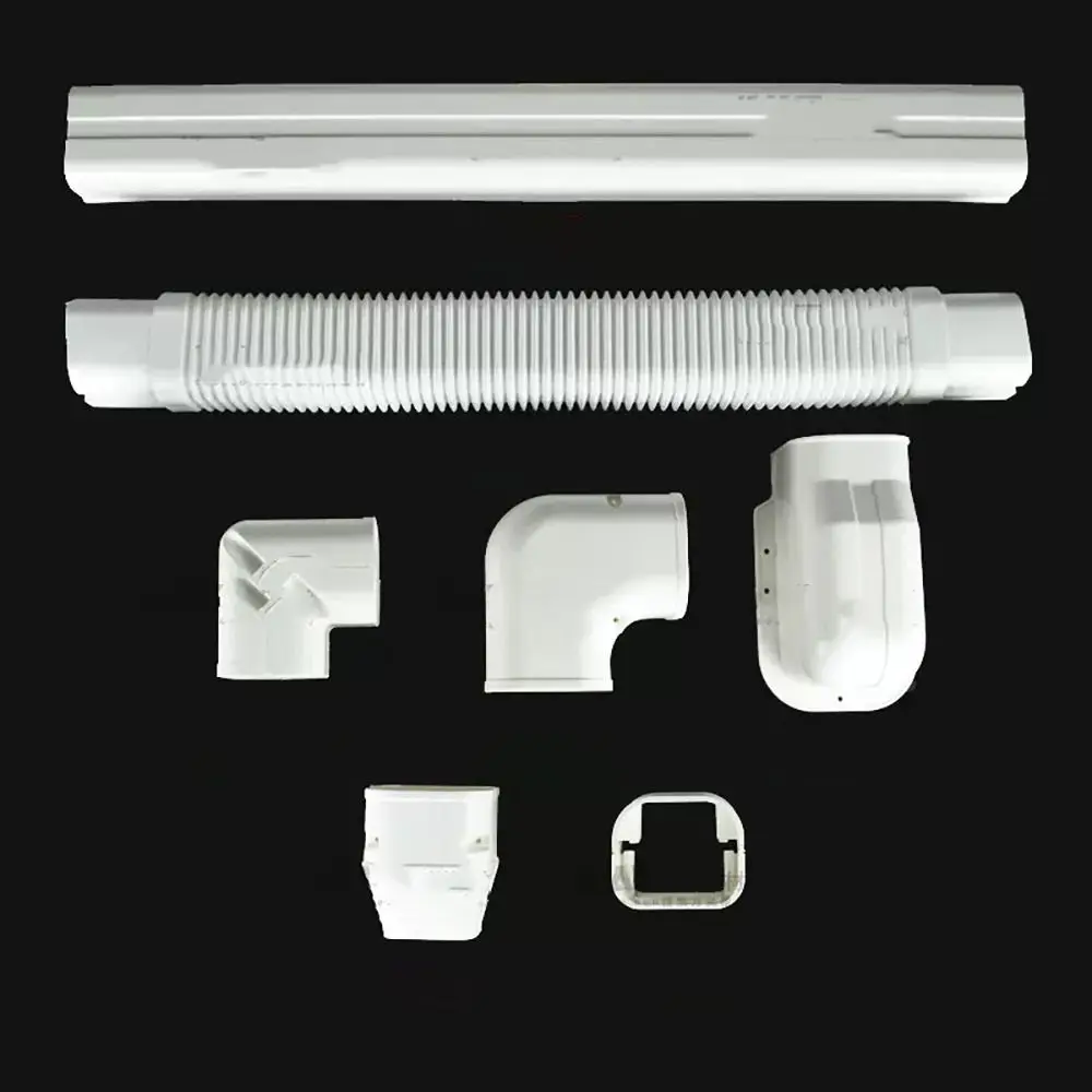 75*65mm Air Cond Lineset Cover System White Easy To Install Wall Entry Mouth Weather Resistance Flat Elbow Wall Cap