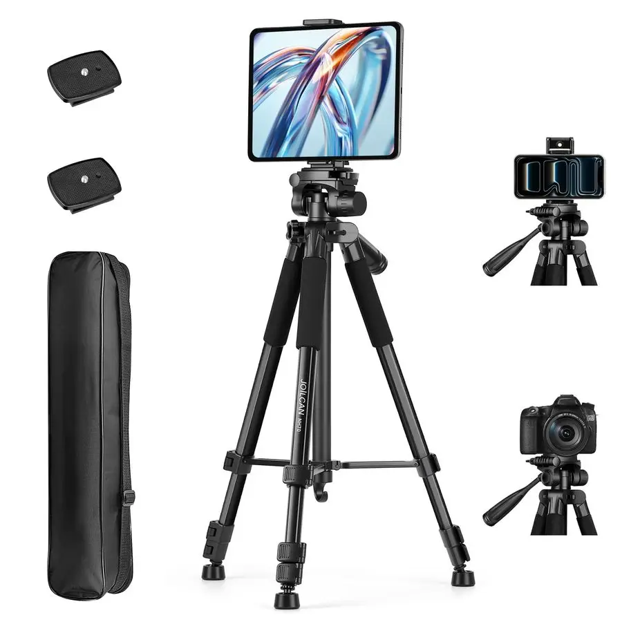 

67 Phone iPad Tripod, Professional Camera Tripod Stand for Tablet iPhone with 2in1 Holder amp Carry Bag, Extendable Travel Tripo