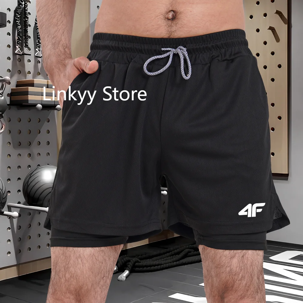 

Мужские дышащие двухслойные шорты 4F, быстросохнущие спортивные шорты, подходящие для тренировок по бегу, летний тренд.