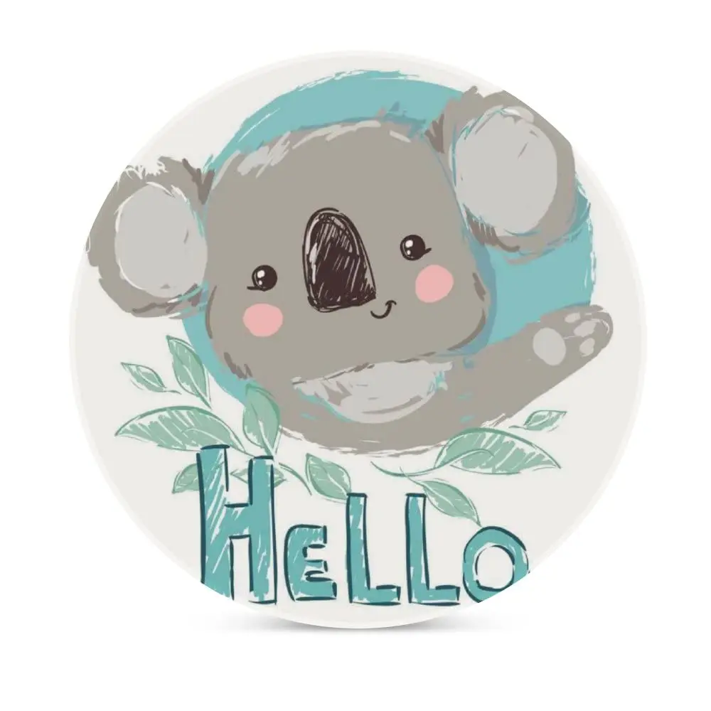 Cute Koala Bamboo Coasters for Drinks for Housewarming Apartment Kitchen Bar Decor, Round Drinks Coaster Set, Suitable for Table