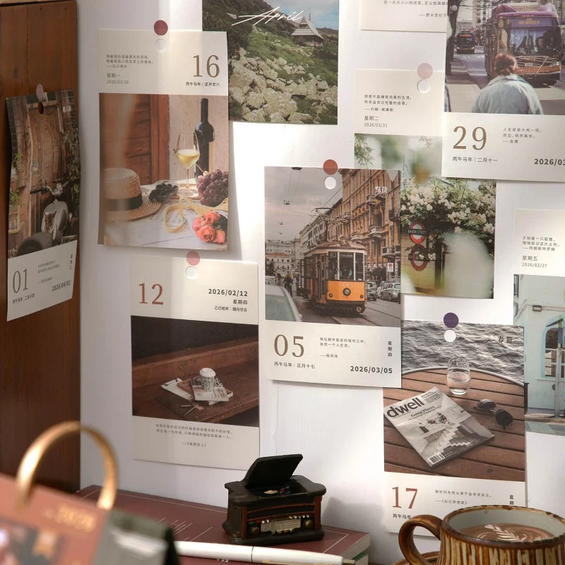 2026 Calendar New Light and Shadow Prelude Desk Calendar Literary Retro Creative Desktop Ornaments Notepad