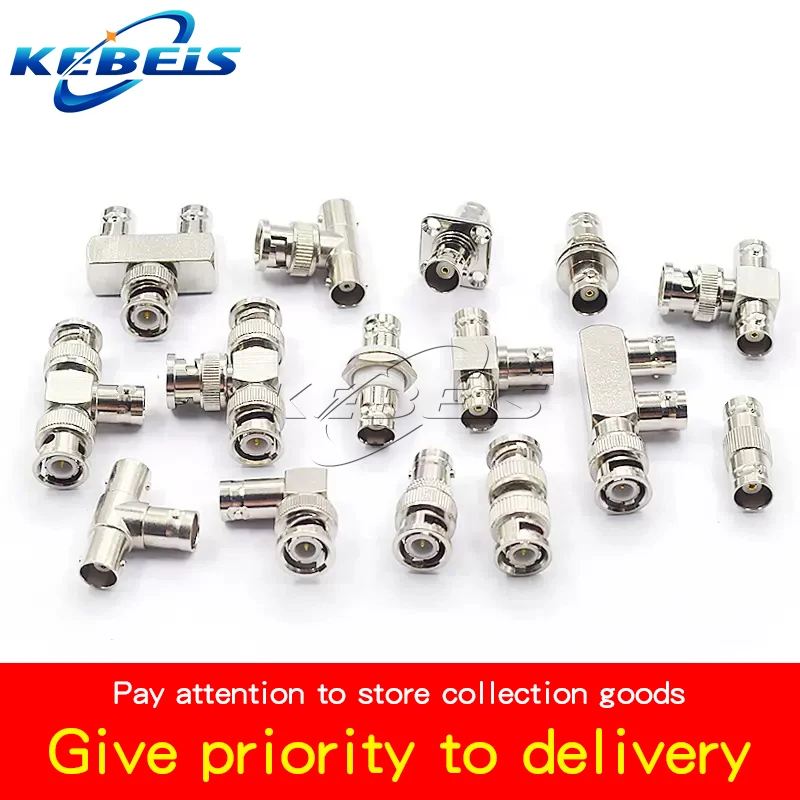 1Pcs BNC Connector Q9 BNC To BNC Male Female 90 Degree Right Angle Tee Type 3way 4way Splitter 2x Double Male Female RF adapter