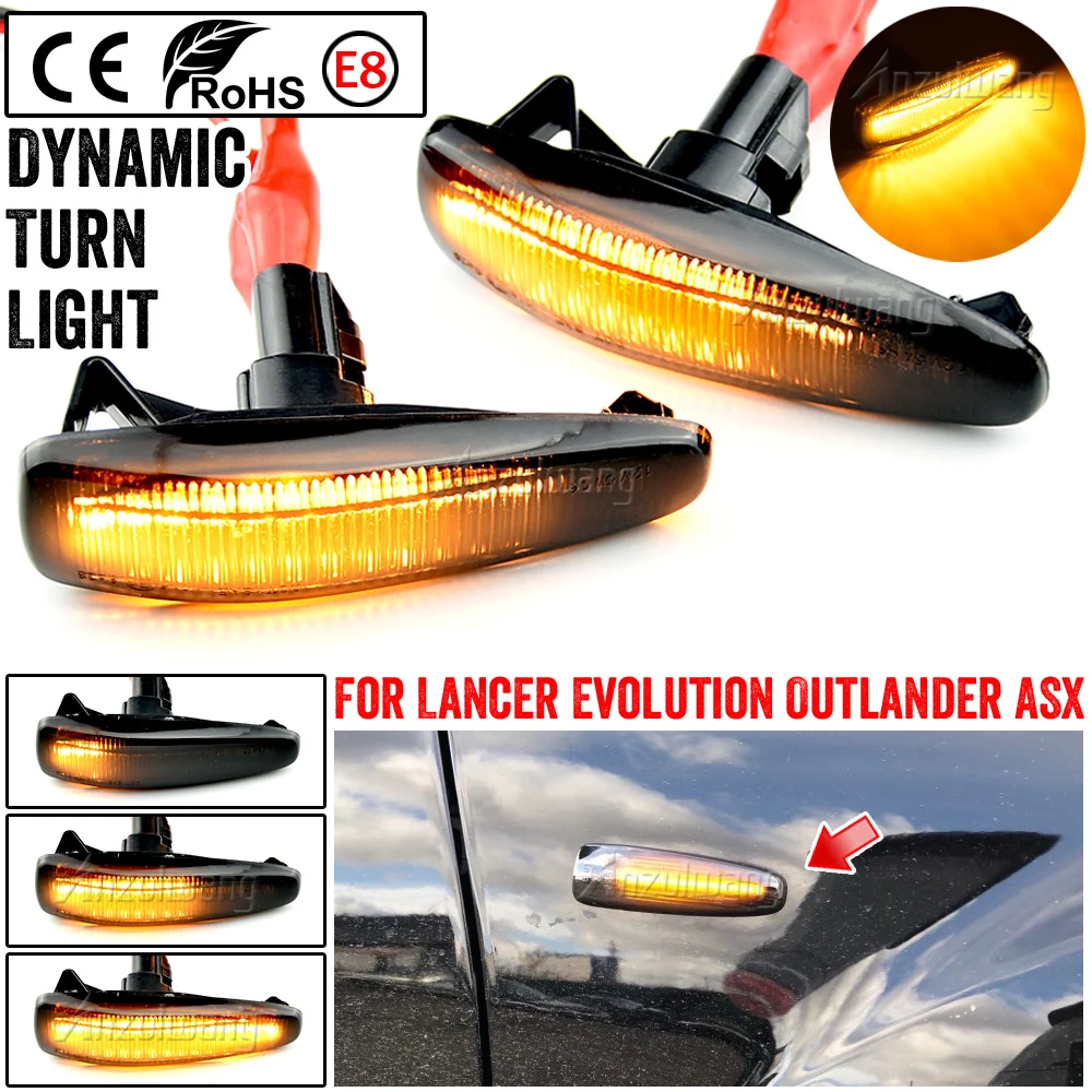 2pcs For Mistubishi Outlander Sport Mirage Sport Lancer Evolution X LED Dynamic Side Marker Turn Signal Lights 8351A001