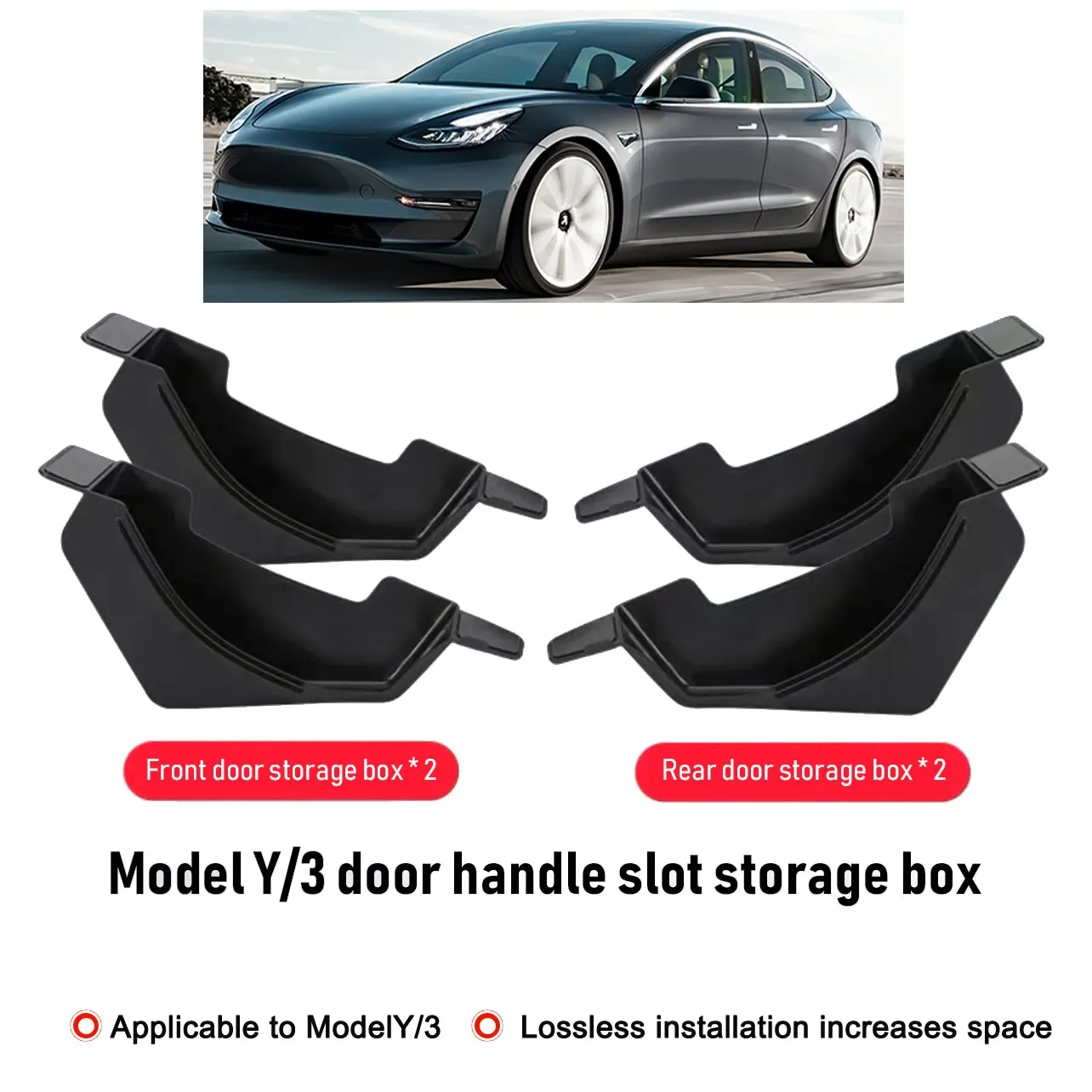 Ящик для хранения Tesla Model 3 Model Y, боковая дверь автомобиля из АБС-пластика, внутренняя ручка, органайзер, скрытый держатель, декоративные аксессуары