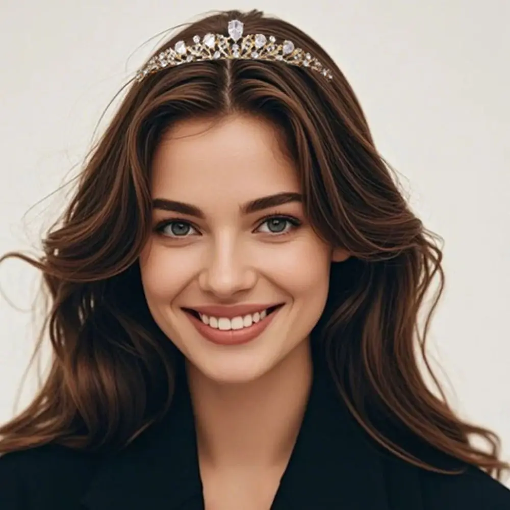 حجر الراين كريستال التيجان الزفاف غطاء الرأس تألق الخرز الفاخرة تاج زهرة لامعة عيد ميلاد تاج خوذة