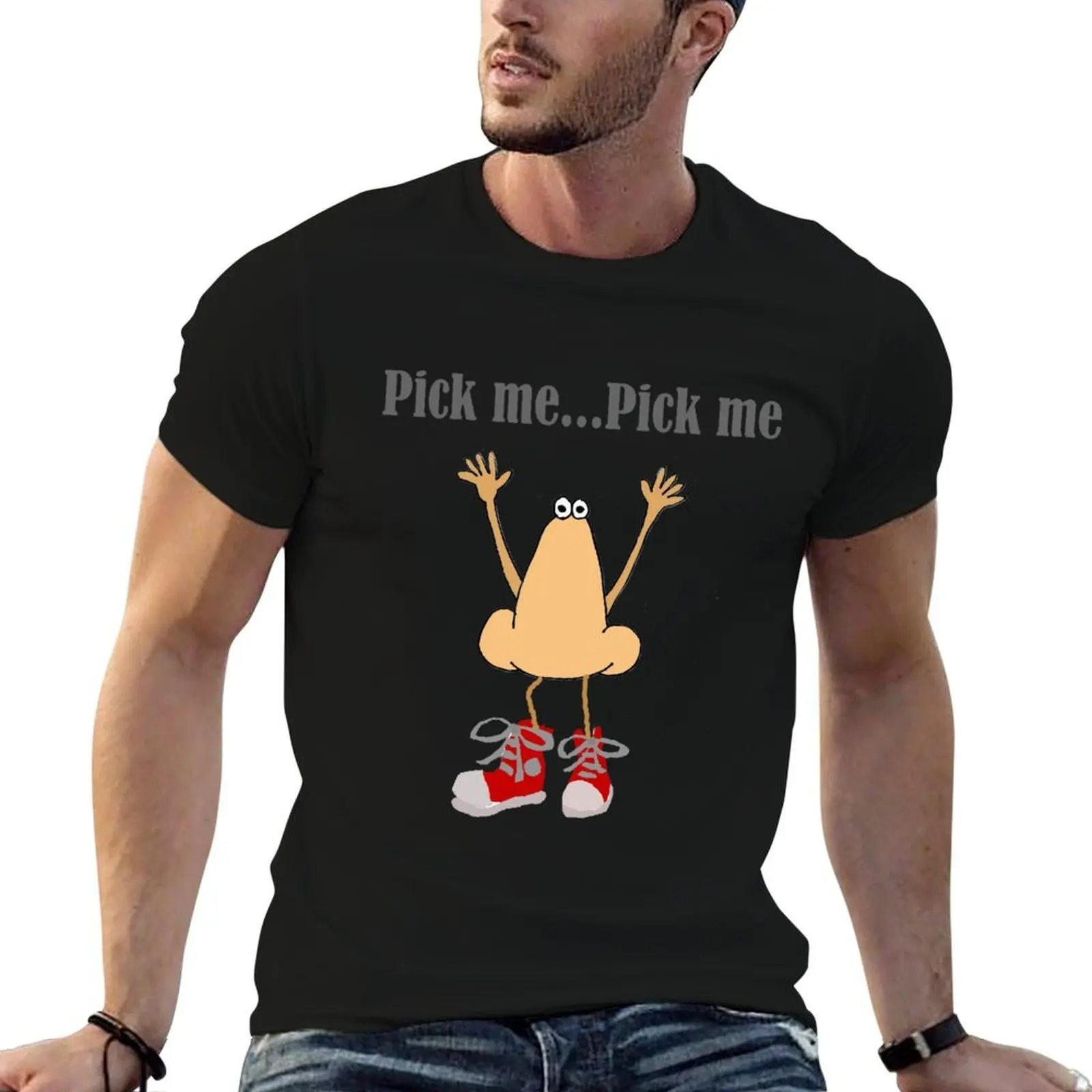 Funny Pick Me Nose Pun Cartoon T-Shirt boys animal print funny shirt cotton mens clothing
