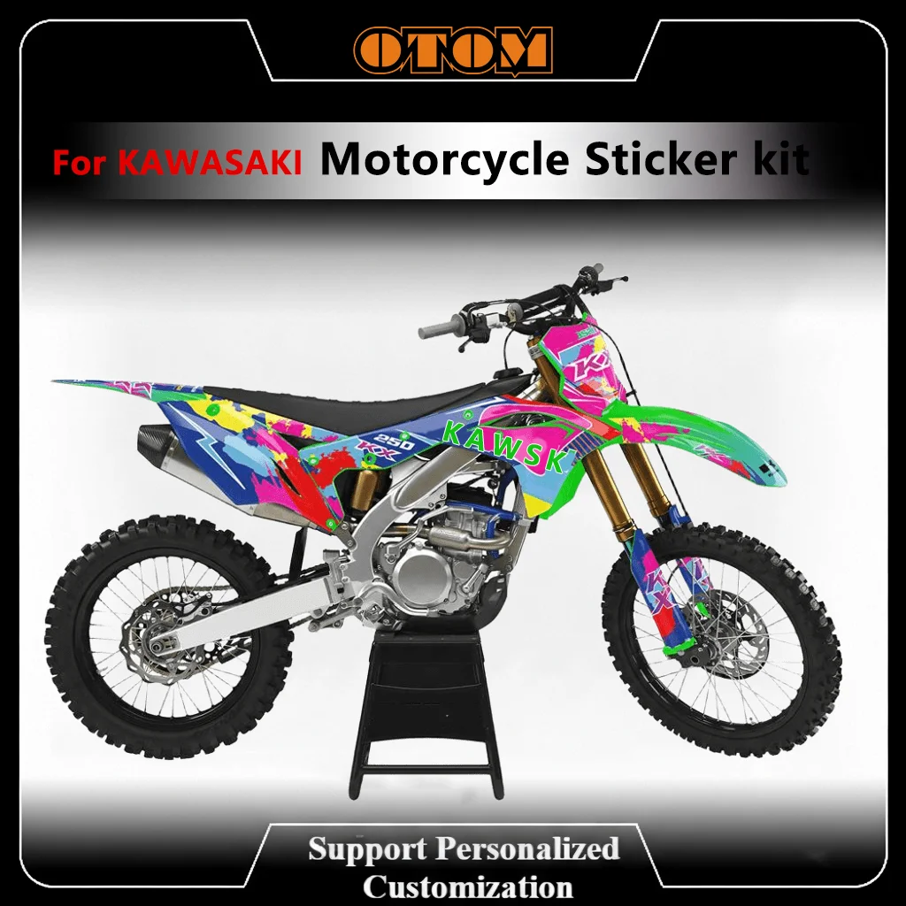

OTOM Customize Motocrycle Graphics Decals Kit For KAWASAKI KX250F 2017 2018 2019 2020 Full Sticker Kit